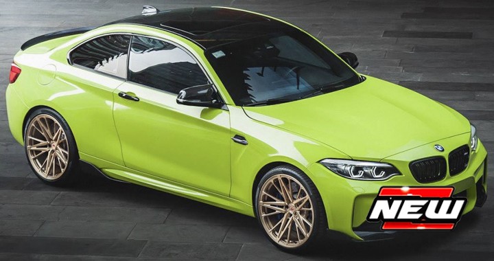 BMW M2 CS WITH GOLDEN WHEELS 2020,  groen zwart