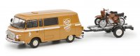 BARKAS - B1000 VAN WERKSTATT SERVICE 1965 WITH TRAILER + 2X MOTORCYCLE - LIGHT BROWN