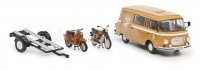 BARKAS - B1000 VAN WERKSTATT SERVICE 1965 WITH TRAILER + 2X MOTORCYCLE - LIGHT BROWN