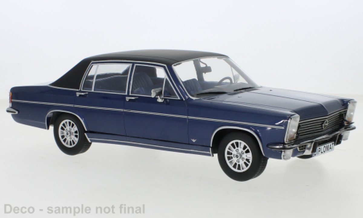 Schaalmodel Opel Diplomat B, Metallic-donkerblauw/mat-zwart, 1972 1/18