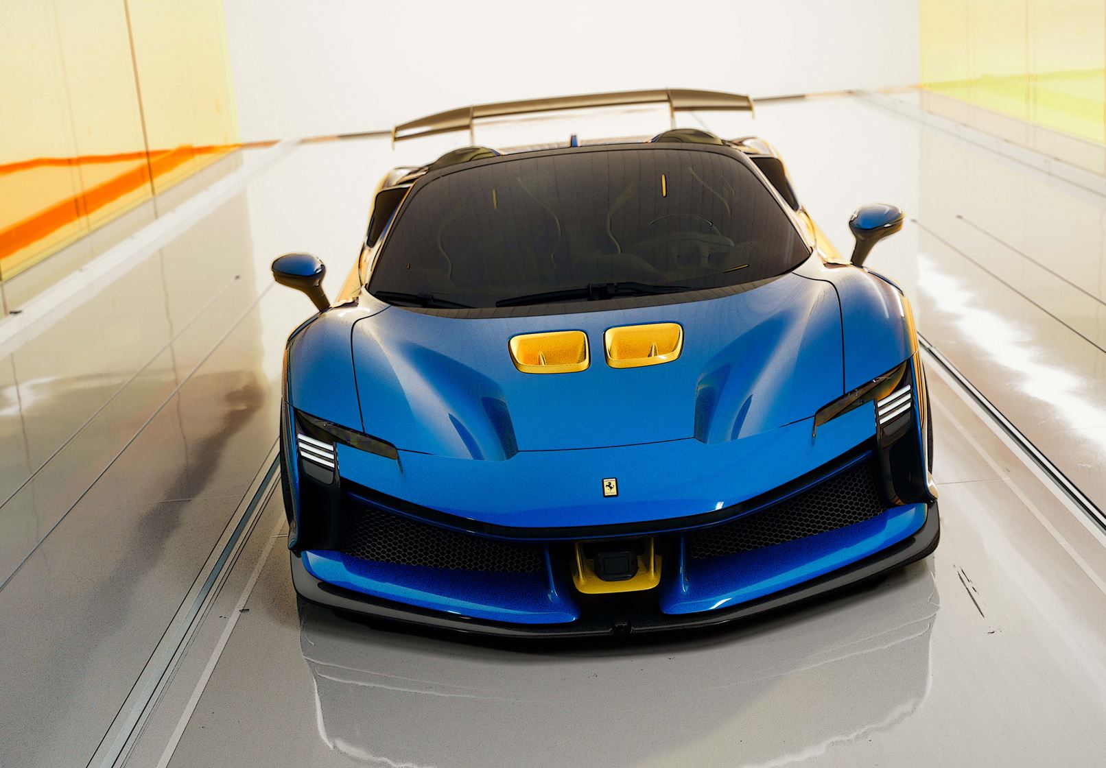 Ferrari SF90 XX Spider Dino light blue and yellow