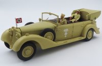 MERCEDES BENZ - 770K CABRIOLET AFRICA KORPS 1941 WITH ROMMEL AND DRIVER FIGURES - MILITARY SAND