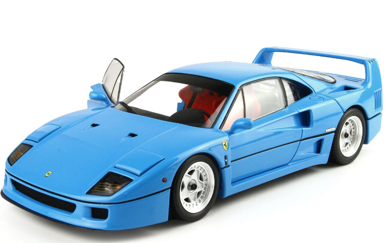 Ferrari F40 Lichtblauw En BBR-Kyosho Zilveren Wiel