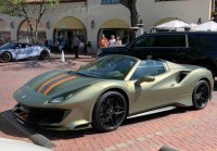 Ferrari 488 Pista Spider Open roof Verde Manzoni matt